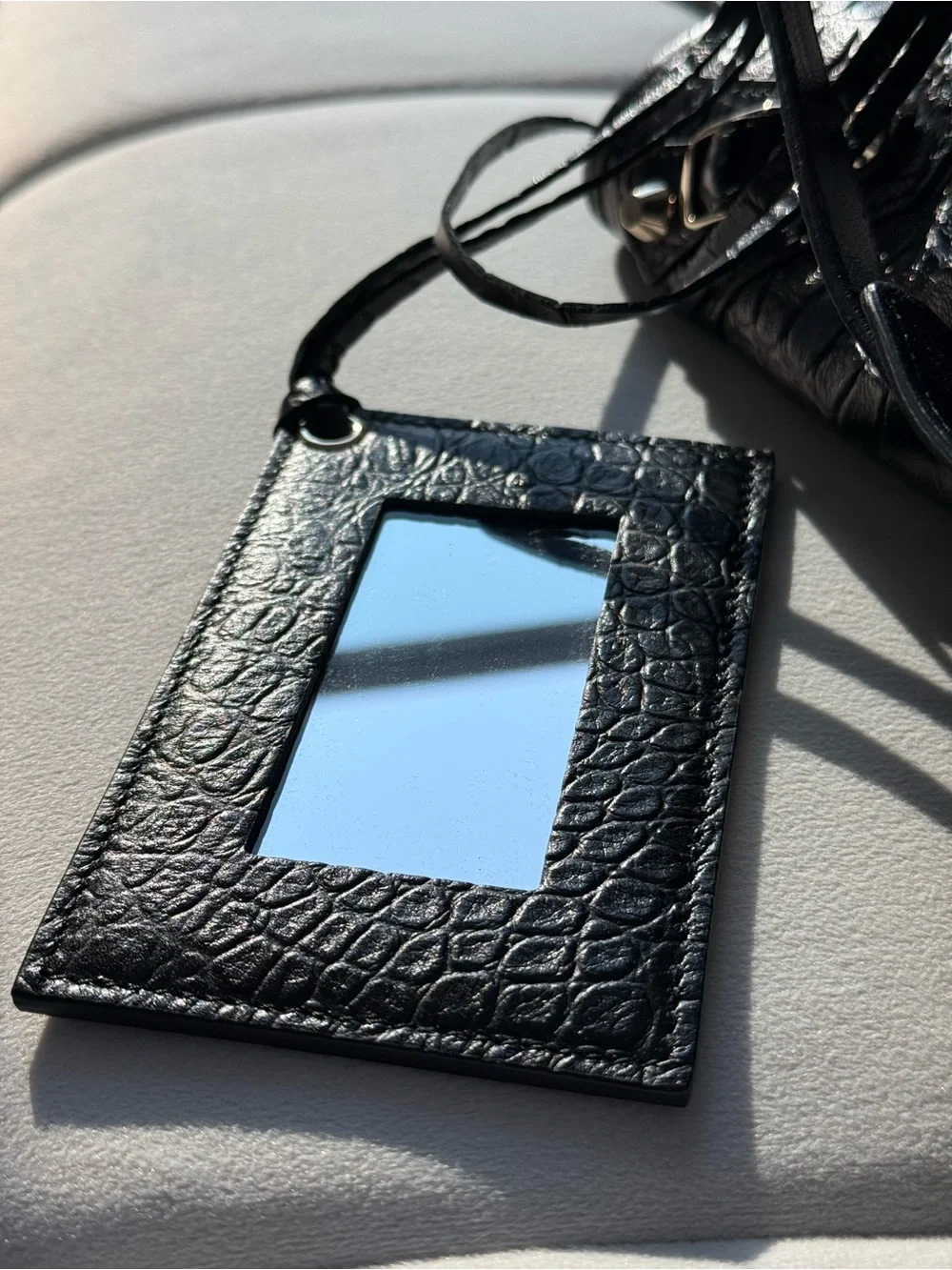 Balenciaga Black Croc-Embossed Lamb Leather City Bag
